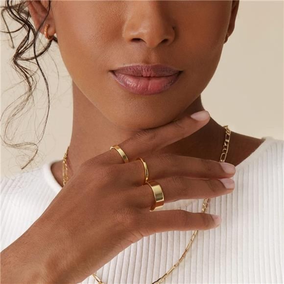 Gold Stacking Rings Set - 18K Plated - 3 Pieces - Picture 2 of 4